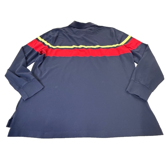 Brooks Brothers Original Fit Long Sleeve Logo Polo Golf Shirt Navy w/Stripes XXL - Picture 6 of 6